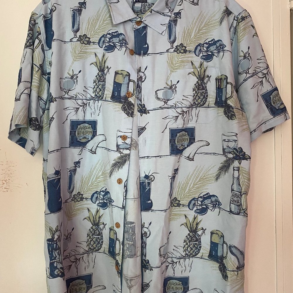 VINTAGE SHIRT - SIZE LARGE LIGHT BLUE WITH DESIGNS